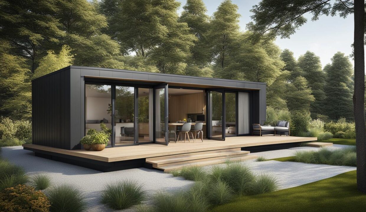 Modular container house with exterior terrace and insulated wall panels