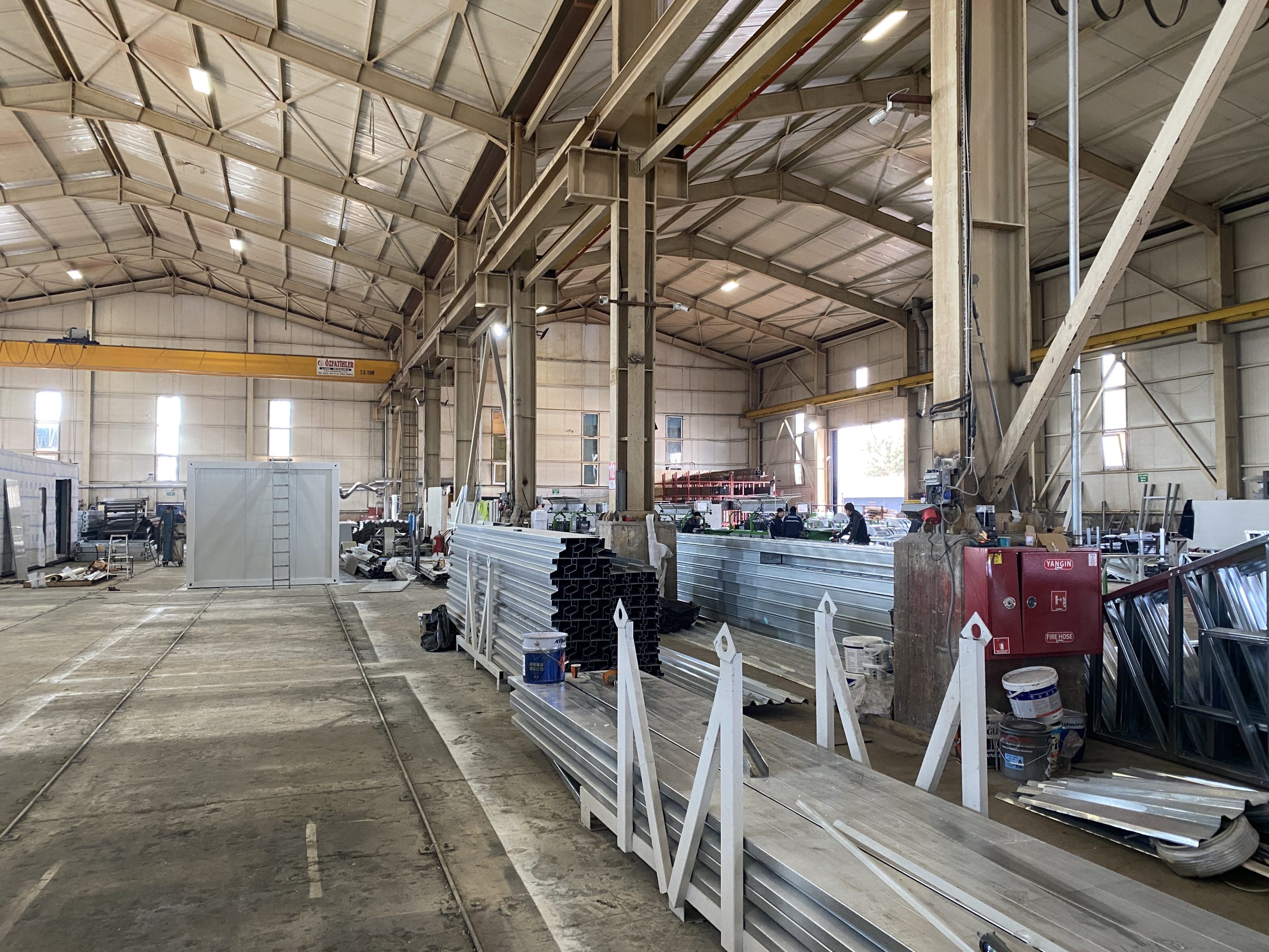 Cold-formed galvanized steel profiles engineered in Nexa Prefab workshop in Kocaeli