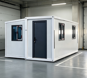 White Modular Container Office House Black Frame Windows
