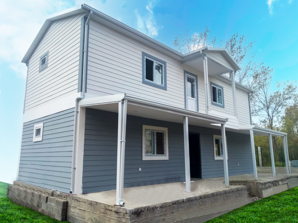 Two-storey prefabricated panel house manufactured by Nexa Prefab